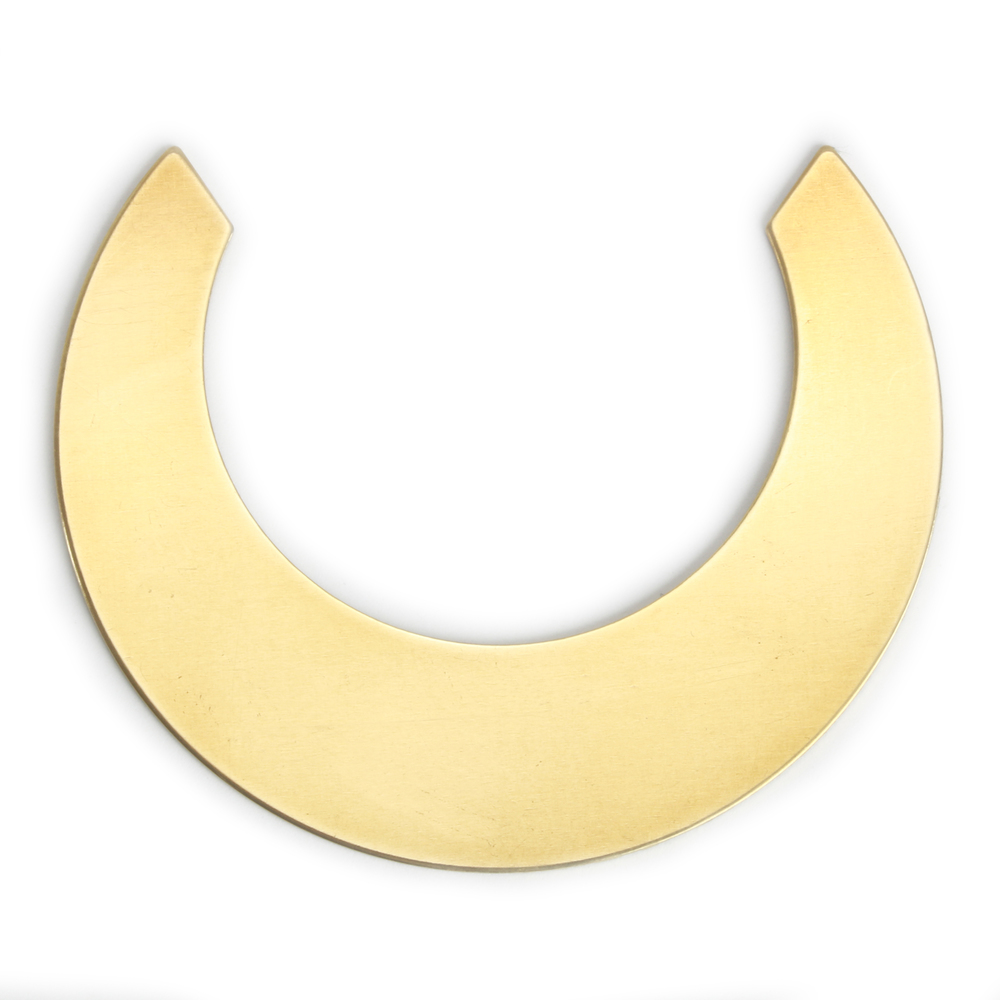 Metal Stamping Blanks Brass Straight Edge Crescent Moon Blank, 48.6mm (1.91") x 40mm (1.57"), 24g, Pack of 5
